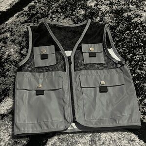 Reflective Gray Utility Vest with Pockets
